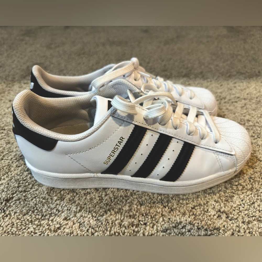 Adidas Superstars. Size: men’s 7.5. Condition: Like new